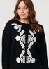 Izabel London Black Embroidered Print Drop Shoulder Jumper - 10 Image 3