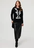 Izabel London Black Embroidered Print Drop Shoulder Jumper - 10 Image 4
