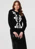 Izabel London Black Embroidered Print Drop Shoulder Jumper - 10 Image 1