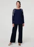 Izabel London Navy Sparkly Embellished Long Sleeve Knit Top - 10 Image 4