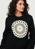 Izabel London Black Embroidered Detail Long Sleeve Jumper - M Image 3