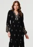 Izabel London Black Border Print Long Sleeve Maxi Dress - 10 Image 1