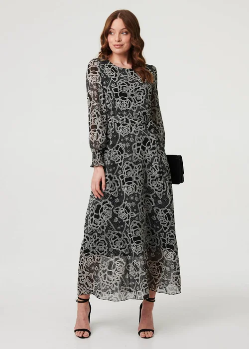 Izabel London Black Printed Semi Sheer Layer Maxi Dress - 10 Image 4