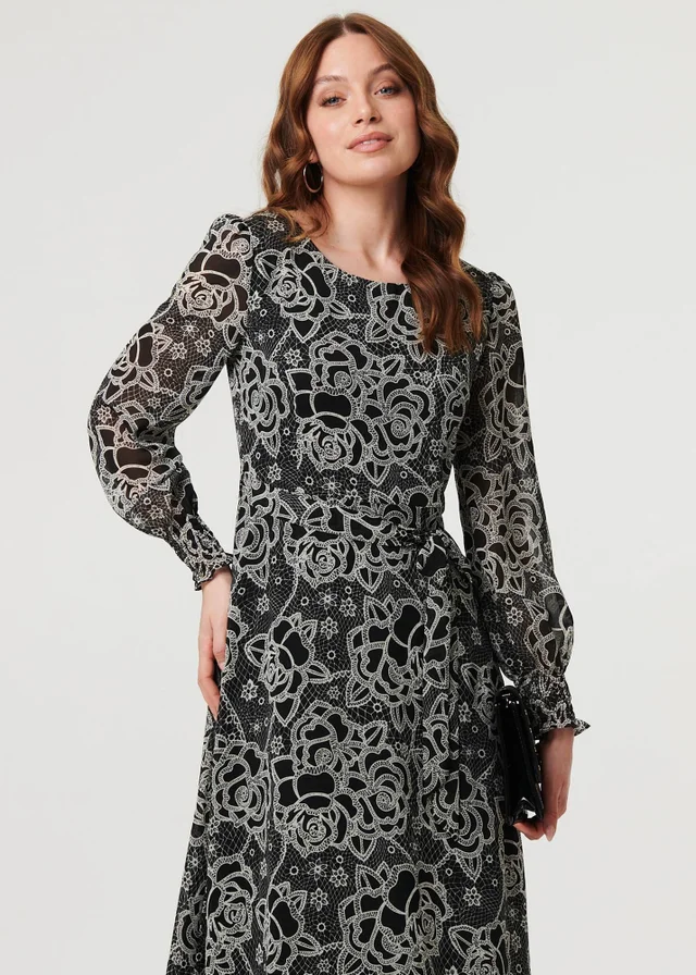 Izabel London Black Printed Semi Sheer Layer Maxi Dress