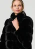 Izabel London Black Faux Fur High Neck Cropped Jacket - S Image 3