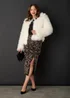Izabel London Ivory Faux Fur Textured Cropped Jacket - 10 Image 2