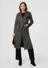 Izabel London Olive Suedette Tie Waist Longline Trench Coat - 16 Image 4