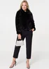 Izabel London Black Faux Fur Zip Detail Cropped Jacket - 16 Image 4