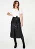 Izabel London Black Faux Leather Tie Waist A-Line Midi Skirt - 18 Image 1
