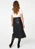 Izabel London Black Faux Leather Tie Waist A-Line Midi Skirt - 18 Image 2