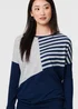 Izabel London Navy Geo Print Long Sleeve Drop Shoulder Top - 8 Image 3
