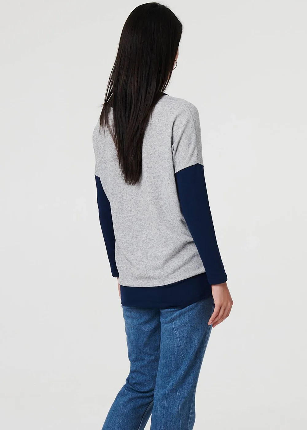 Izabel London Navy Geo Print Long Sleeve Drop Shoulder Top - 8 Image 2