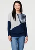 Izabel London Navy Geo Print Long Sleeve Drop Shoulder Top - 8 Image 1