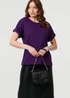 Izabel London Purple Button Trim Short Sleeve Relaxed Top - 10 Image 1