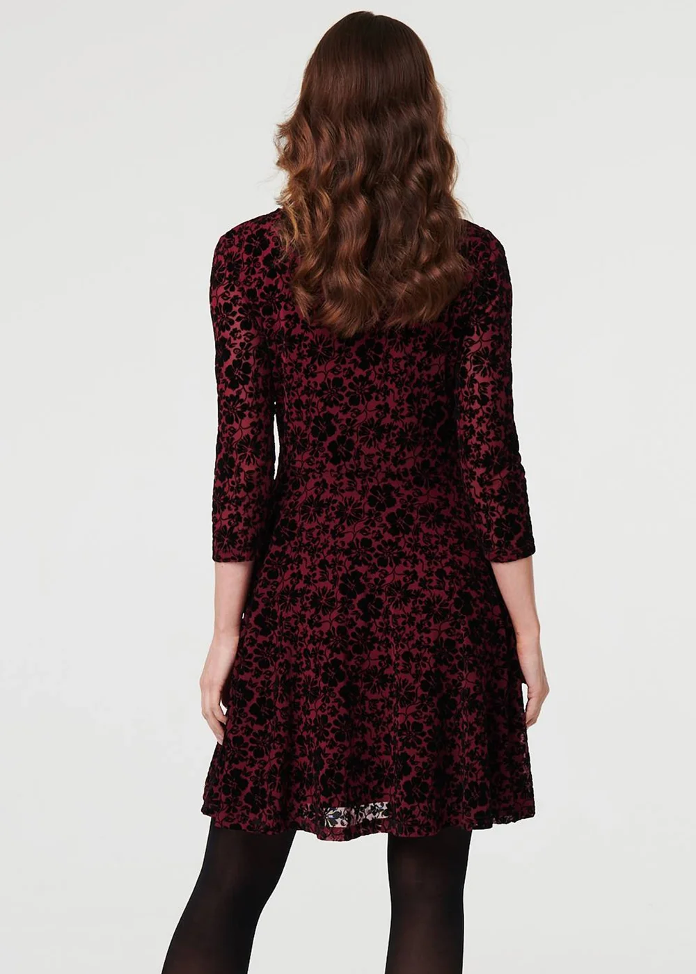 Izabel London Red Floral Zip V-Neck Short Skater Dress - 10 Image 2