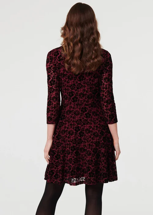 Izabel London Red Floral Zip V-Neck Short Skater Dress - 10 Image 2