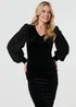 Izabel London Black Long Balloon Sleeve Knee Length Dress - 22 Image 4