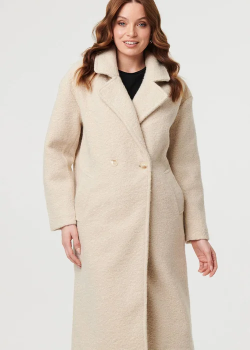 Izabel London Beige Teddy Texture Long Sleeve Oversized Coat - XL Image 4