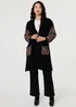 Izabel London Black Animal Print Open Longline Cardigan - S Image 1