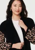 Izabel London Black Animal Print Open Longline Cardigan - S Image 3