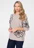 Izabel London Beige Floral Sparkle Batwing Sleeve Jumper - 12 Image 1