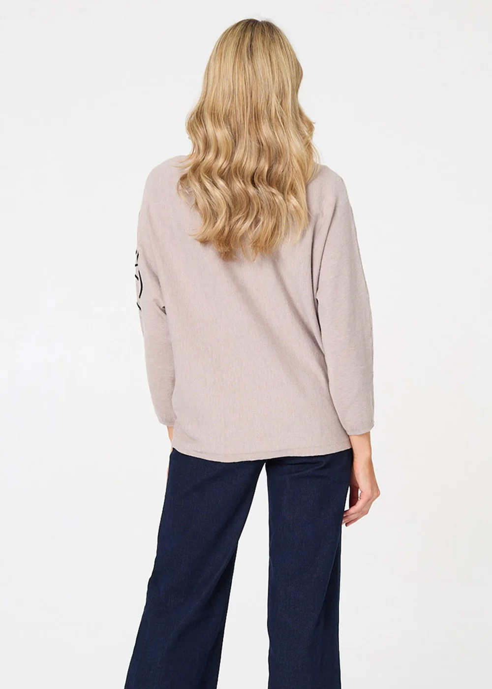 Izabel London Beige Floral Sparkle Batwing Sleeve Jumper - 12 Image 2