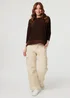 Izabel London Brown Contrast Hem Relaxed 3/4 Sleeve Jumper - 12 Image 4