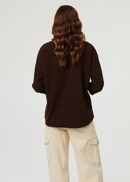 Izabel London Brown Contrast Hem Relaxed 3/4 Sleeve Jumper - 12 Image 2