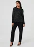 Izabel London Black Sparkly Embellished Slim Jumper - M Image 4