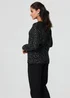 Izabel London Black Sparkly Embellished Slim Jumper - M Image 2