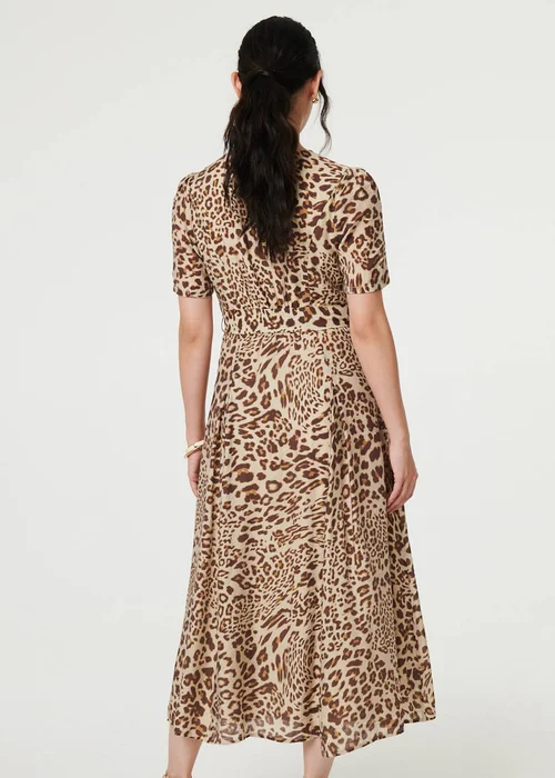 Izabel London Brown Animal Print Belt Detail Midi Dress - 16 Image 2