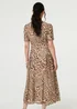 Izabel London Brown Animal Print Belt Detail Midi Dress - 16 Image 2