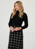 Izabel London Black Checked High Neck Knit Skater Midi Dress - 8 Image 4