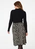 Izabel London Black Animal Print Contrast Knit Midi Dress - 12 Image 2