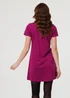 Izabel London Purple Cowl Neck Button Front Short Shift Dress - 16 Image 2