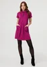 Izabel London Purple Cowl Neck Button Front Short Shift Dress - 16 Image 4