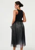 Izabel London Black Sparkly Semi Sheer High Waist Midi Skirt - 14 Image 2