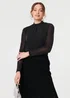Izabel London Black Semi Sheer Pleat High Waist Midi Skirt - 14 Image 4