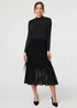 Izabel London Black Semi Sheer Pleat High Waist Midi Skirt - 14 Image 1