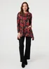 Izabel London Red Printed Long Sleeve Cowl Neck Tunic Top - 18 Image 4