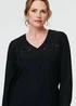 Izabel London Black Floral Embroidered Long Sleeve Top - 12 Image 3