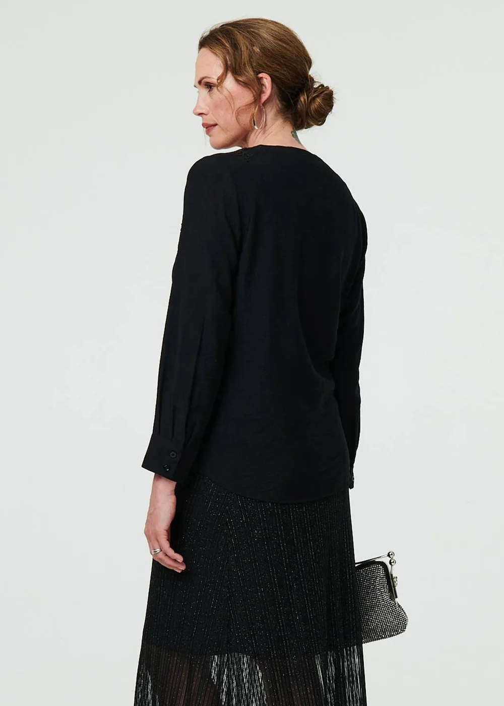 Izabel London Black Floral Embroidered Long Sleeve Top - 12 Image 2