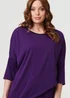 Izabel London Purple Asymmetric Zip Hem 3/4 Sleeve Tunic Top - 10 Image 3