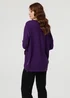 Izabel London Purple Asymmetric Zip Hem 3/4 Sleeve Tunic Top - 10 Image 2