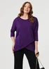 Izabel London Purple Asymmetric Zip Hem 3/4 Sleeve Tunic Top - 10 Image 1