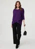 Izabel London Purple Asymmetric Zip Hem 3/4 Sleeve Tunic Top - 10 Image 4