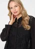 Izabel London Black Floral Lace Semi Sheer Long Sleeve Shirt - 8 Image 3