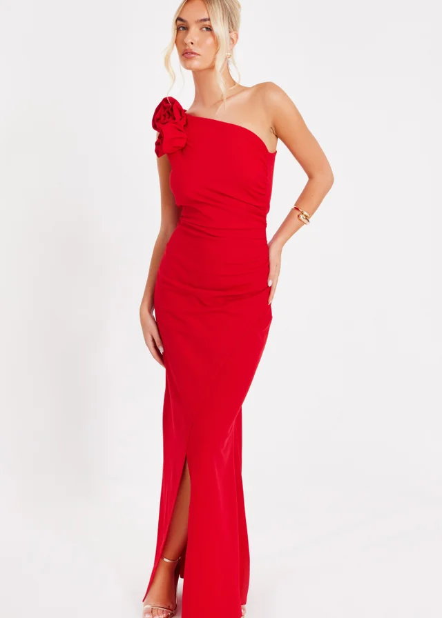 Quiz Red Corsage Maxi Dress