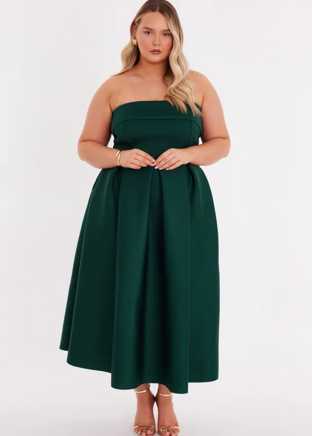 Quiz Green Curve Bandeau Skater Dress