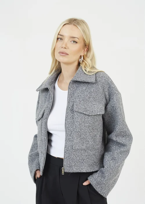 Brave Soul Grey Boucle Faux Wool Jacket - 16 Image 1